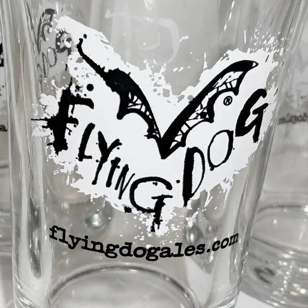 Flying Dog Pilsner Beer Glasses Cut the Leash Set Of 4 Ralph Steadman Art 5 oz